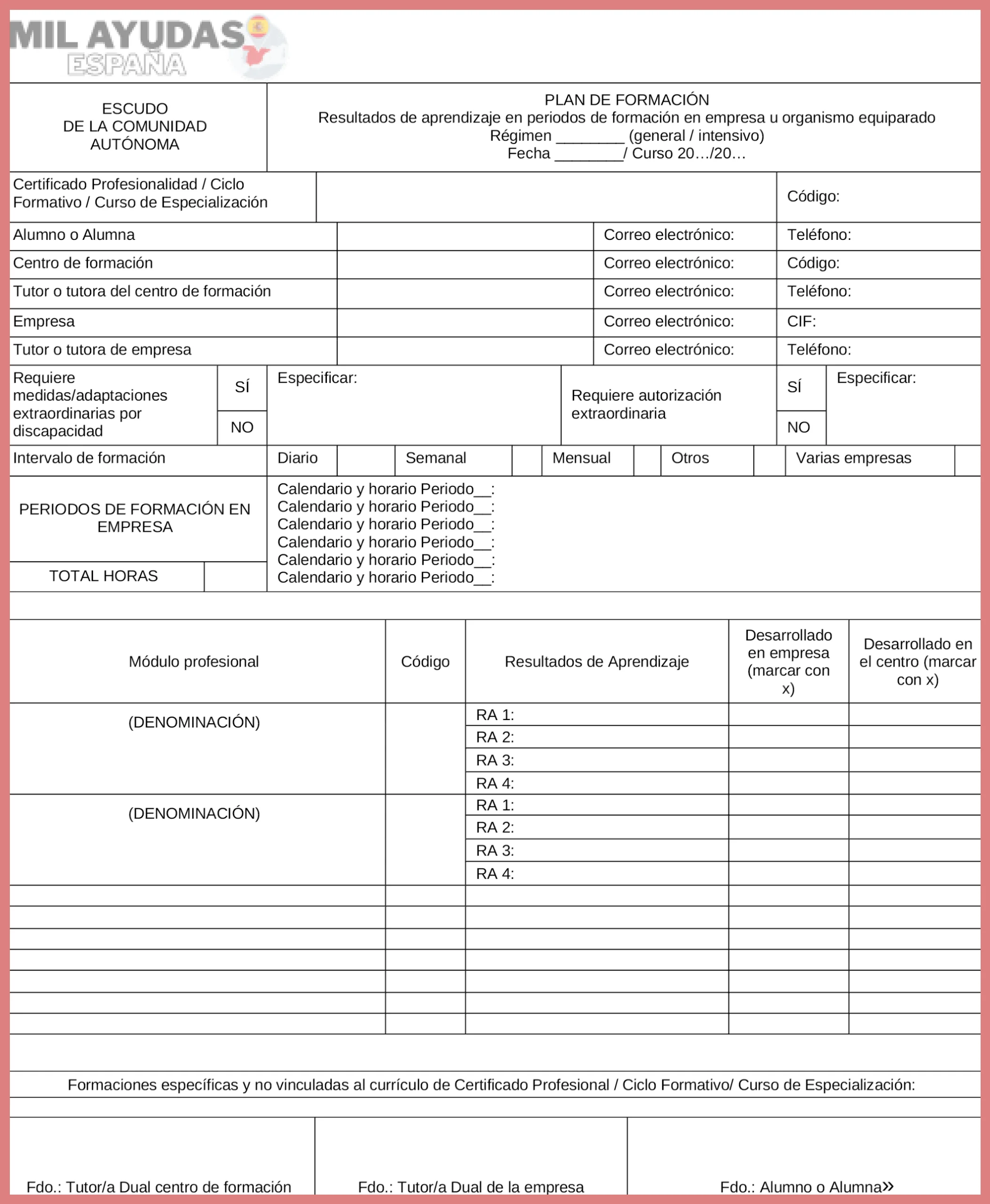Documentación necesaria para la inscripción