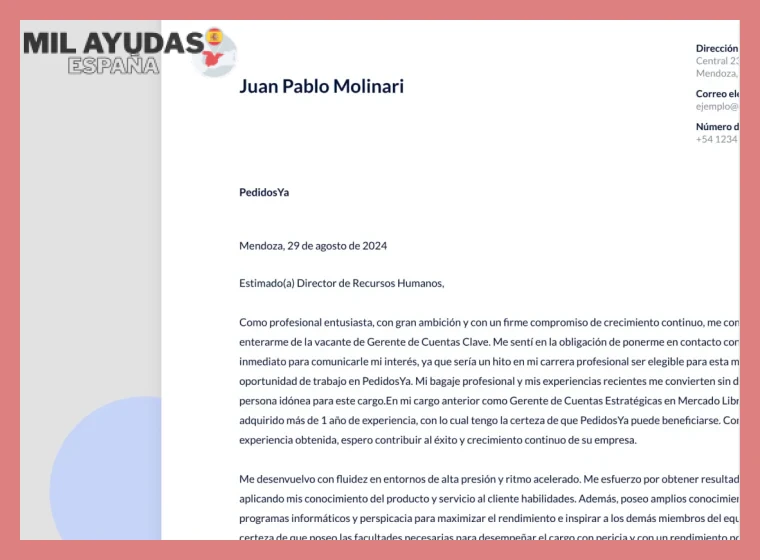Estructura básica de una carta de motivación