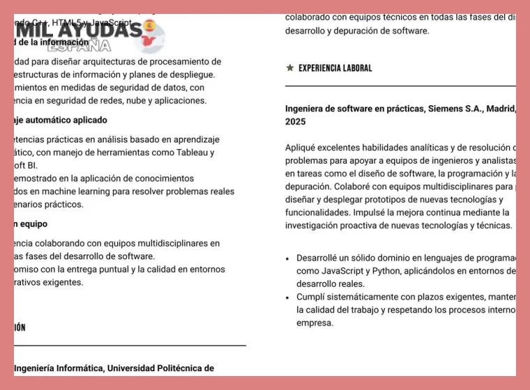 Estructura clave de un currículum funcional para cambio de sector