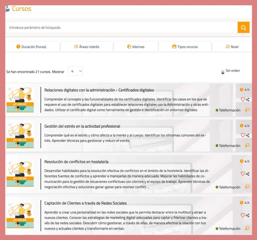 Modalidades de formación disponibles